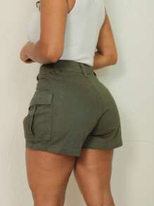 Women Denim Shorts - xanh quân đội - Xem 2