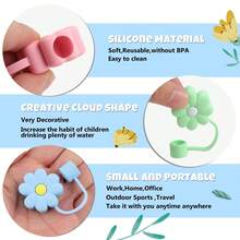 1 件装杯子吸管盖，适用于 30 和 40 盎司带手柄玻璃杯的硅胶吸管盖，可重复使用的吸管保护器，迷你可爱吸管盖，适用于杯子配件 - 彩色 - 查看 2