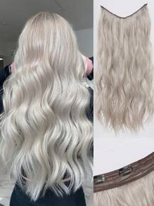 Hair Extensions 24 Inch Invisible Wire Long Wavy Brown Hair Extensions for Women Adjustable Size Hairpiece 2 Clips in Hair Extension 2 Invisible Wire - Light Grey - View 2
