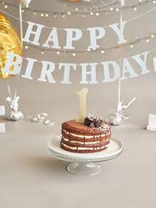 1套（2件）银色和金色闪光生日快乐彩旗横幅 - 銀色 - 查看 5