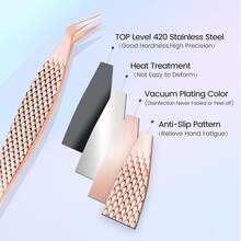 5pcs Eyelash Tweezers Stainless Steels Precision Tweezers Tools for Eyelash Extensions - Rose Gold - View 5