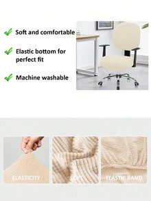 2pcs/set White Jacquard Pattern Split Office Chair Cover, Modern Stretch Polyester Universal Swivel Chair Protector (seat Cover+backrest Cover), Detachable And Washable, Suitable For Home And Office, All Seasons - Beige - View 6