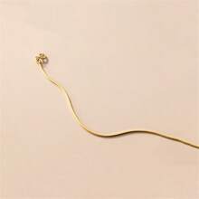 1pc 925 Silver Plated Gold-color Simple Snake Bone Single Chain Bracelet Suitable For Women's Daily Wear