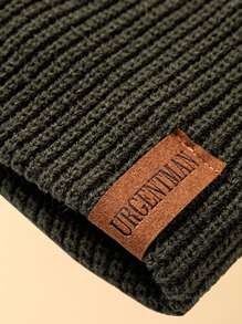 URGENTMAN Men Letter Label Decor Thermal Lined Beanie - Army Green - View 5