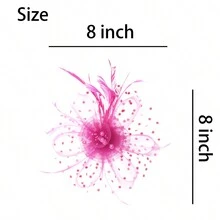 1套/3入組熱粉色女士華麗帽,花朵雞尾酒蕾絲網紗羽毛頭帶夾,適用於女士茶會婚禮復古德比帽