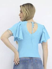 Women Knit Tops - Màu xanh nhạt - Xem 2