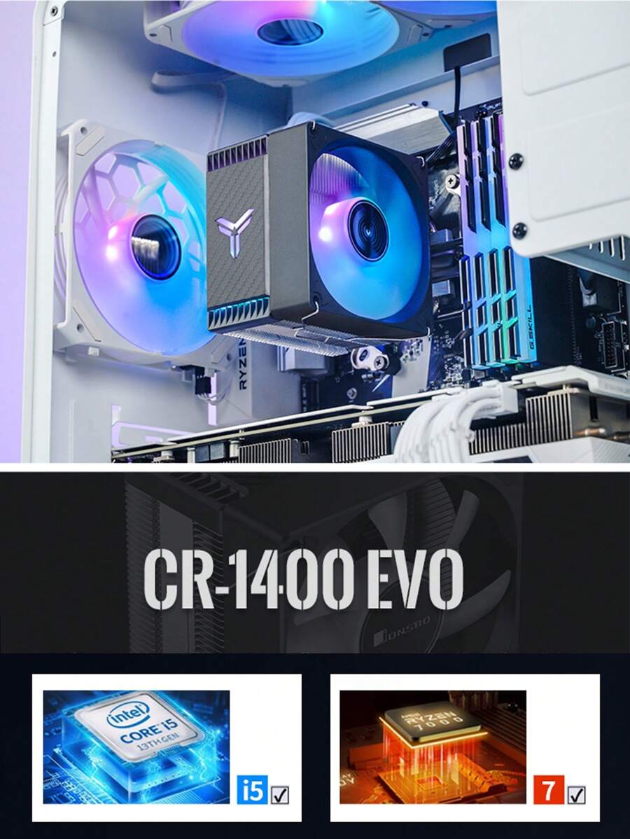 Jonsbo Cr-1400 Evo Rgb Schwarzer Cpu-luftgekühlter Kühler, Vernickelt 4 ...