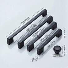 1只鋁合金黑色櫥櫃手柄,美式實心廚房櫥柜拉手抽屜旋鈕,家具手柄五金配件 - 黑色 - 查看 3