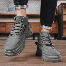 Men's Motorcycle Boots Fashionable Warm Breathable Anti-slip Snow Boots - Grey - View 3