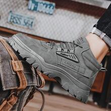 Men's Motorcycle Boots Fashionable Warm Breathable Anti-slip Snow Boots - Grey - View 2