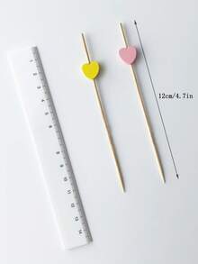 100 cái/bộ que tre hình trái tim nhiều màu sắc hình hoa mận năm cánh ngôi sao - Nhiều màu - Xem 2