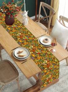 1pc Luxurious Christmas/Thanksgiving Table Runner - Mustard Yellow - View 1
