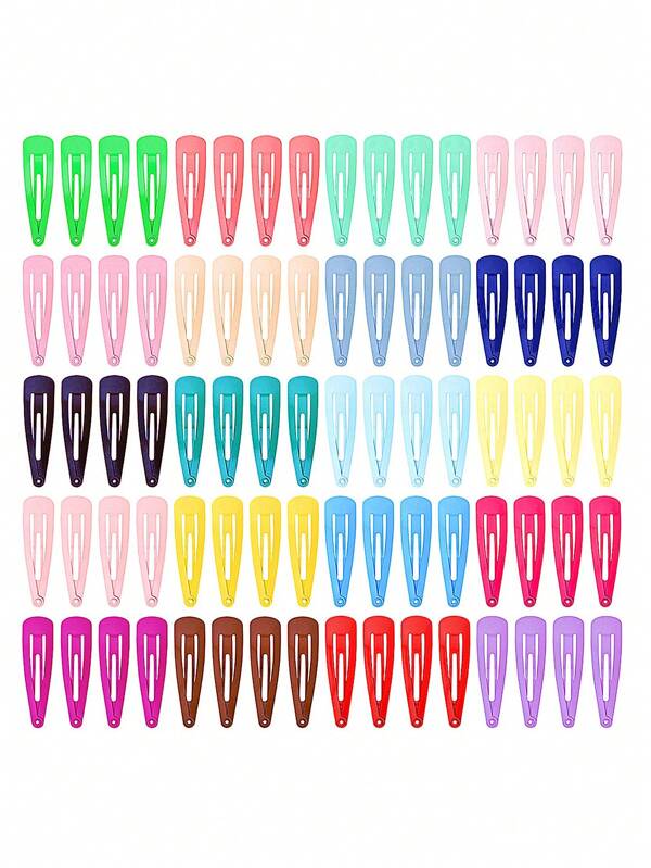 50pcs Simple Metal Bb Clips, 5cm, Suitable For Daily, Holiday And Festival (Random Color) Casual Hair Clips Claw Clips Hair Claws Hair Barrettes