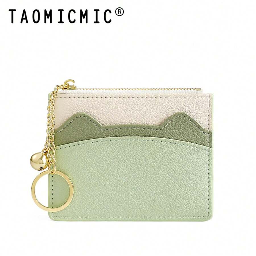 Monedero Con Diseño De Bloques De Color Para Dama, Estilo Lindo Y Moderno - Verde - Ver 1