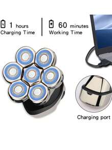 男士充電式 5 合 1 電動刮鬍刀 - 光頭拋光劑、理髮器、修剪器和帶有 5 個浮動刀片頭的刮鬍機 - 每次都能實現平滑、貼面的刮鬍 - 銀色 - 查看 4