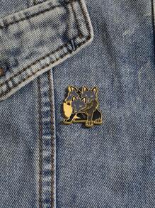 1枚个性化金属三狼造型胸针，男女通用，可作背包、帽子、衣服装饰徽章别针