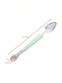 Baby's Stainless Steel Spoon With Sawtooth Edge And Green Crown Design For Eating Fruit Puree, Season Appropriate