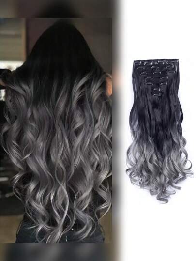 شعر مستعار بالكعكة بنقش غامق للنساء مع 7 قطع ومقاس 22 بوصة من الشعر المجعد بأمواج كبيرة باروكة