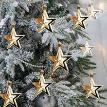 12入組聖誕節金色星形掛飾,3d聖誕樹裝飾飾品,小型掛飾鎖鏈 - 金色 - 查看 6