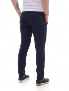 Calça Masculina Sarja Esporte Fino - Azul Marinho - Visão 8