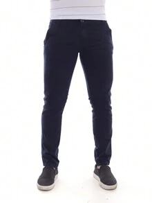 Calça Masculina Sarja Esporte Fino - Azul Marinho - Visão 6