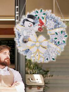 1入組亞克力裝飾聖誕雪人門牌diy鑽石畫套裝,家飾、節日禮物、節日裝飾、聖誕裝飾!尺寸25cm/ - 彩色 - 查看 5