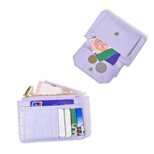批發 簡單創意多卡槽設計拉鍊韓式女性包,pu材質,多功能小卡片套 - 紫色 - 查看 5