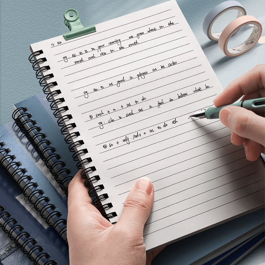 4 Piezas Cuaderno De Espiral A5 Con Degradado De Color Azul, Total De 320 Páginas Disponibles - Azul - Añade 3