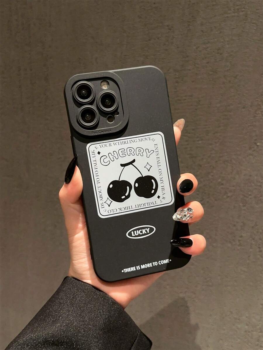 A Cherry Tpu Soft Shell With Straight Edges And Fine Holes Compatible With IPhone Suitable For 15promax14plus/13promax/12/11/7g/7p/Ix/Xr/Xsmax - Multicolor - View 1