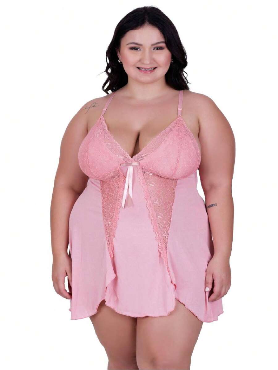 Plus Size Nightgowns & Sleepshirts - 淺粉色 - 查看 1