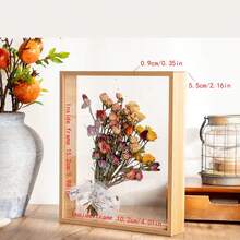 1入組透明木質和乾花側面展示盒框架 - 原木顏色 - 查看 2