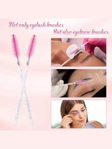 100pcs Disposable Eyelash Brush Mascara Makeup Brush Set, For Eyelash Extension And Eyebrow Make Up With Container - Multicolor - View 5