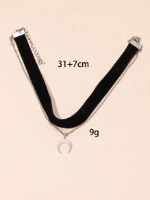 1條合金月亮吊墜項鍊 - 彩色 - 查看 3