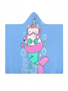 卡通印花創意連帽毛毯,可作為連帽衫、斗篷和斗篷穿著。由法蘭絨材料製成,適合家庭用作沙發和床毯。聖誕節和生日送給孩子的理想禮物。 - 彩色 - 查看 6