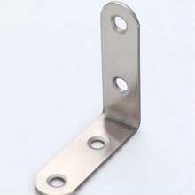 L-shaped Stainless Steel Corner Brace Connector Triangular Plate Angle Iron Bracket Reinforcement Furniture Cabinet Fixing Accessory Metal Support Frame - Silver - View 2