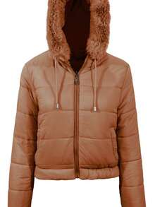 Women's Reversible Hooded Jacket Roosevelt A163 - Coffee Brown - View 2