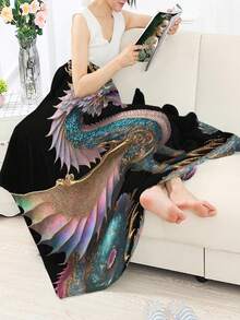 1pc Cartoon Dragon Plush Fleece Blanket For Nap Time - Multicolor - View 2