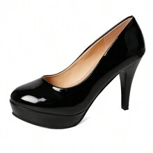 2023 年新款性感时尚女鞋，防水厚底高跟鞋，细跟黑色专业低鞋面尖头高跟鞋 - 黑色 - 查看 6