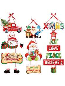 1入聖誕汽車裝飾用品,適用於新年派對,聖誕樹門掛飾 - 紅色 - 查看 6