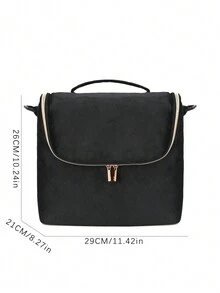 便攜化妝包,大容量旅行化妝盒,多功能攜帶式多層桌面化妝品收納盒 - 黑色 - 查看 4