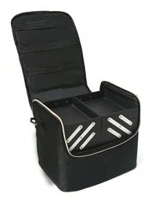 便攜化妝包,大容量旅行化妝盒,多功能攜帶式多層桌面化妝品收納盒 - 黑色 - 查看 8