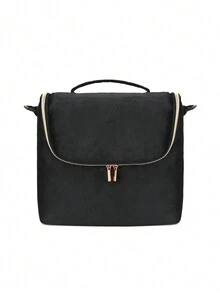 便攜化妝包,大容量旅行化妝盒,多功能攜帶式多層桌面化妝品收納盒 - 黑色 - 查看 6