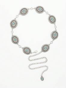 1入時尚性感女裝裙子鏈,高級銀色身鏈裝飾