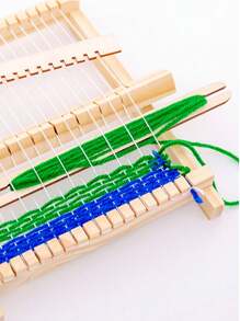 1入diy小型木織布機,適用於手工藝、女孩、幼兒園、毛線編織玩具(包含隨機顏色毛線)