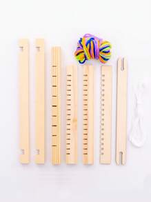 1入diy小型木織布機,適用於手工藝、女孩、幼兒園、毛線編織玩具(包含隨機顏色毛線)