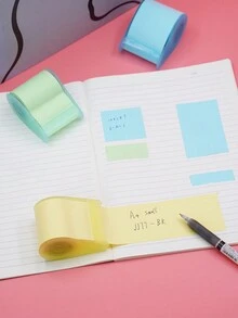 1pc Creative & Lovely Adhesive Note With Tape Dispenser, Memo Pads For Students To Leave Messages And Take Notes - Baby Pink - View 4