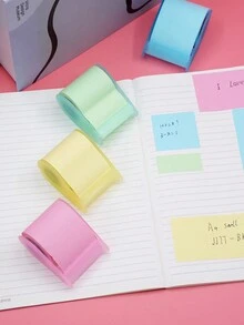 1pc Creative & Lovely Adhesive Note With Tape Dispenser, Memo Pads For Students To Leave Messages And Take Notes - Baby Pink - View 6