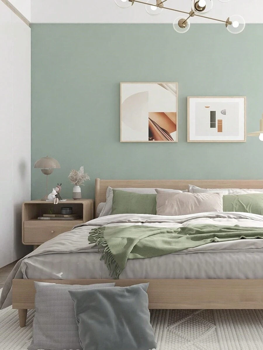 1 卷綠色即剝即貼壁紙,自黏可拆卸壁紙,帶有紋理的綠色壁紙,適用於架子抽屜房間牆壁,乙烯基卷 - 薄荷綠 - 查看 1