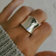 1 件女士简约拱形光滑开口戒指，创意指节戒指，送给最好的朋友的生日礼物 - 銀色 - 查看 2