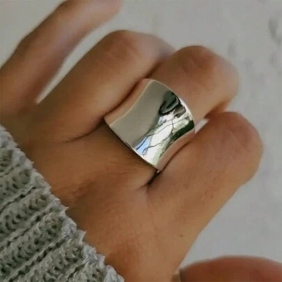 1 件女士简约拱形光滑开口戒指，创意指节戒指，送给最好的朋友的生日礼物